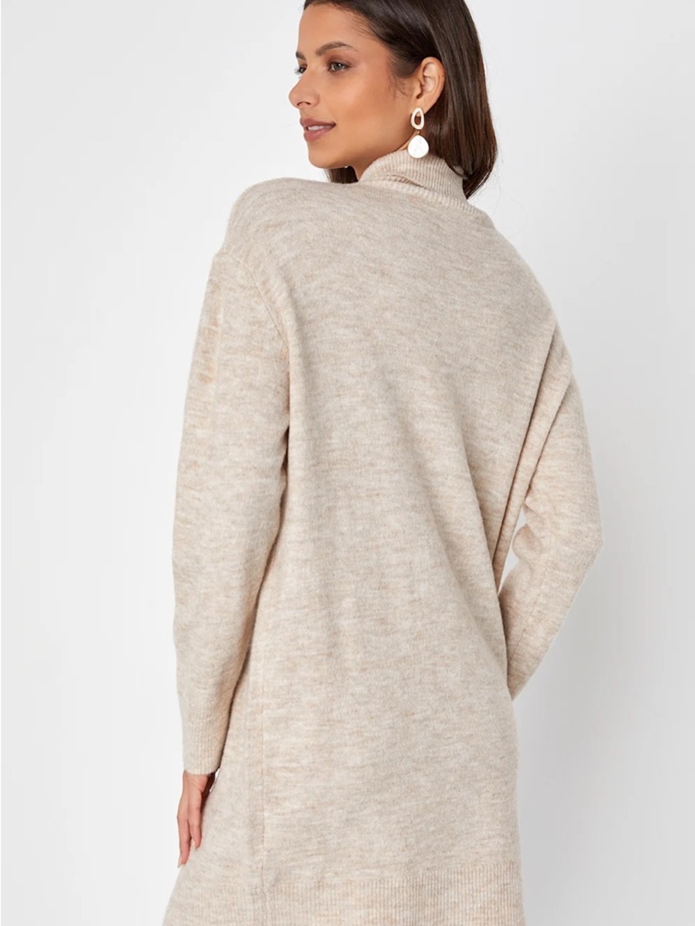 Lulu's Cream Funnel Neck Sweater Dress - Picture 2 of 6